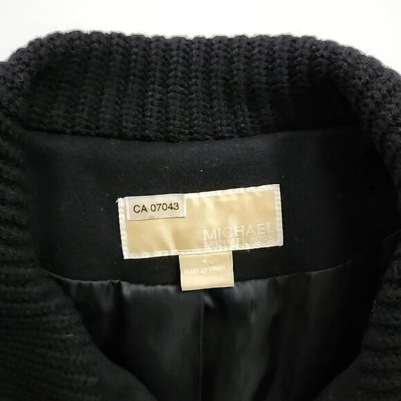 MICHAEL Kors Women's Black Double Breasted Wool Pea Coat Ribbed Collar Size 4 - Picture 5 of 11